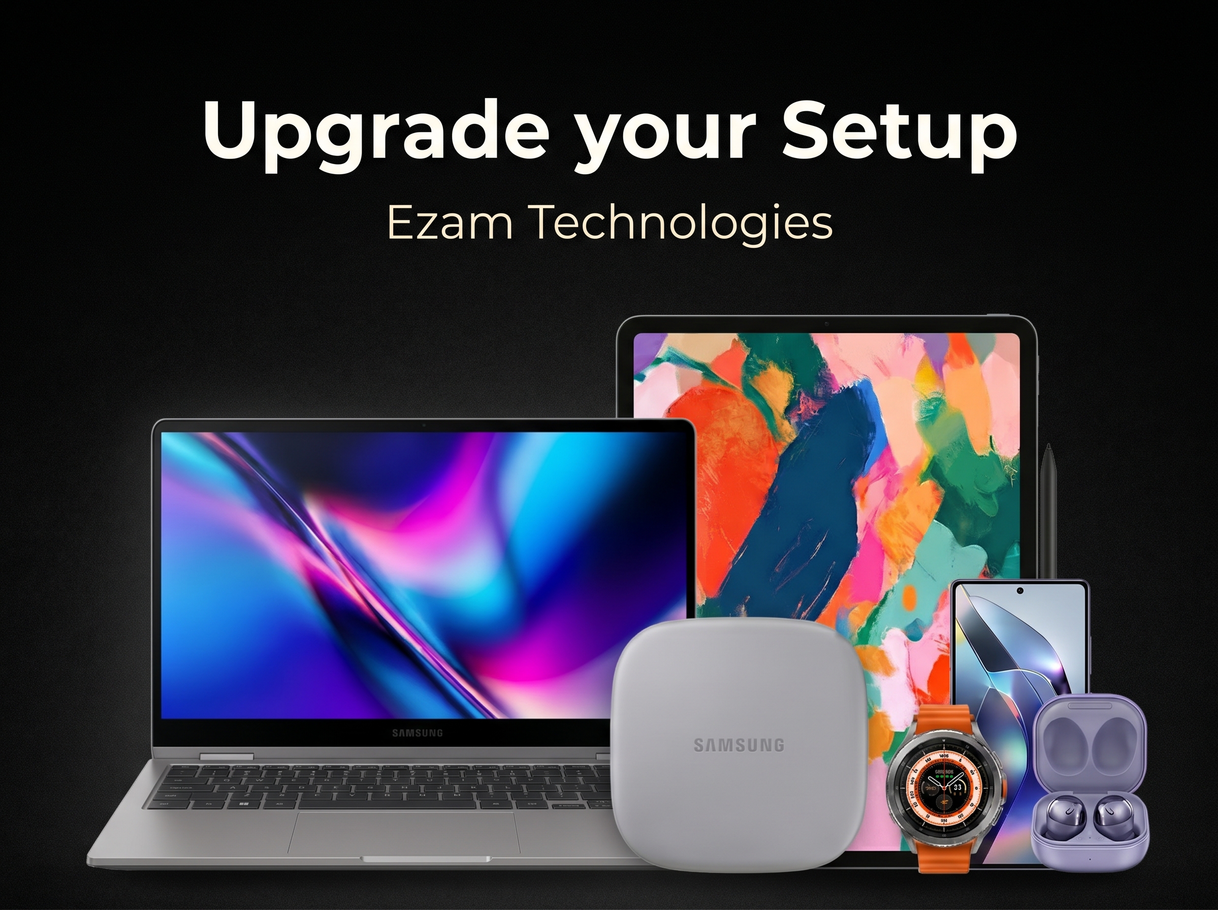 Upgrade your setup with laptops, tablets, phones, smartwatches and audio