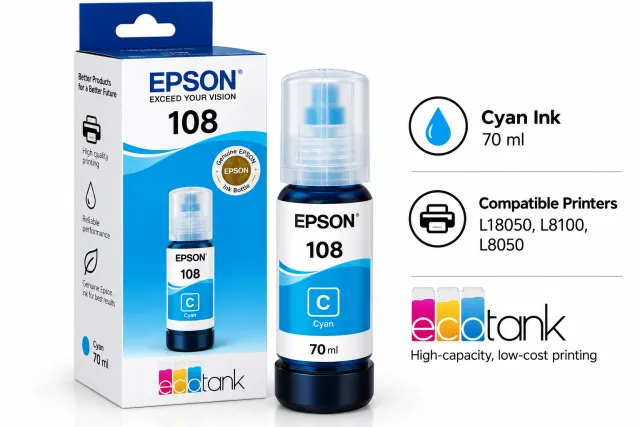 Epson 108 Cyan Ink Bottle 70ml