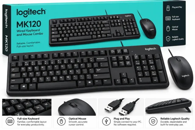 Logitech MK120 Wired Keyboard & Mouse Combo | Kenya