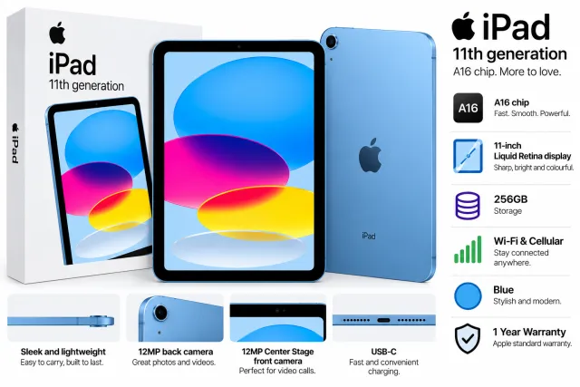 iPad 11th Gen A16 256GB Wi-Fi + Cellular